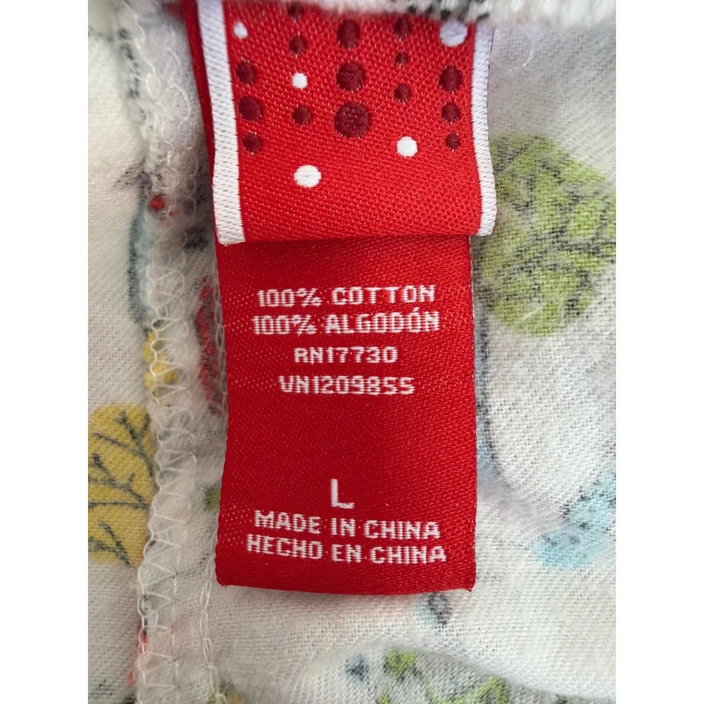 Target Pajama Set Womens L White Winter Village Flannel 2pc PJs Loungewear